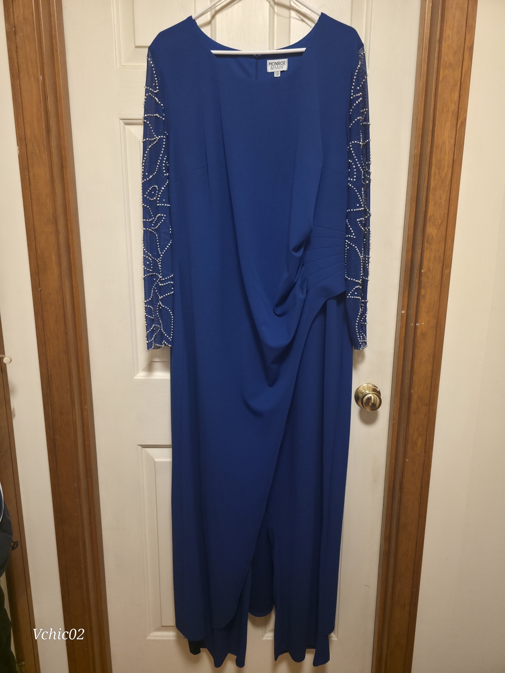 Monroe & Main Royal Blue Beaded Jumpsuit Dress Size 2x New Without Tags